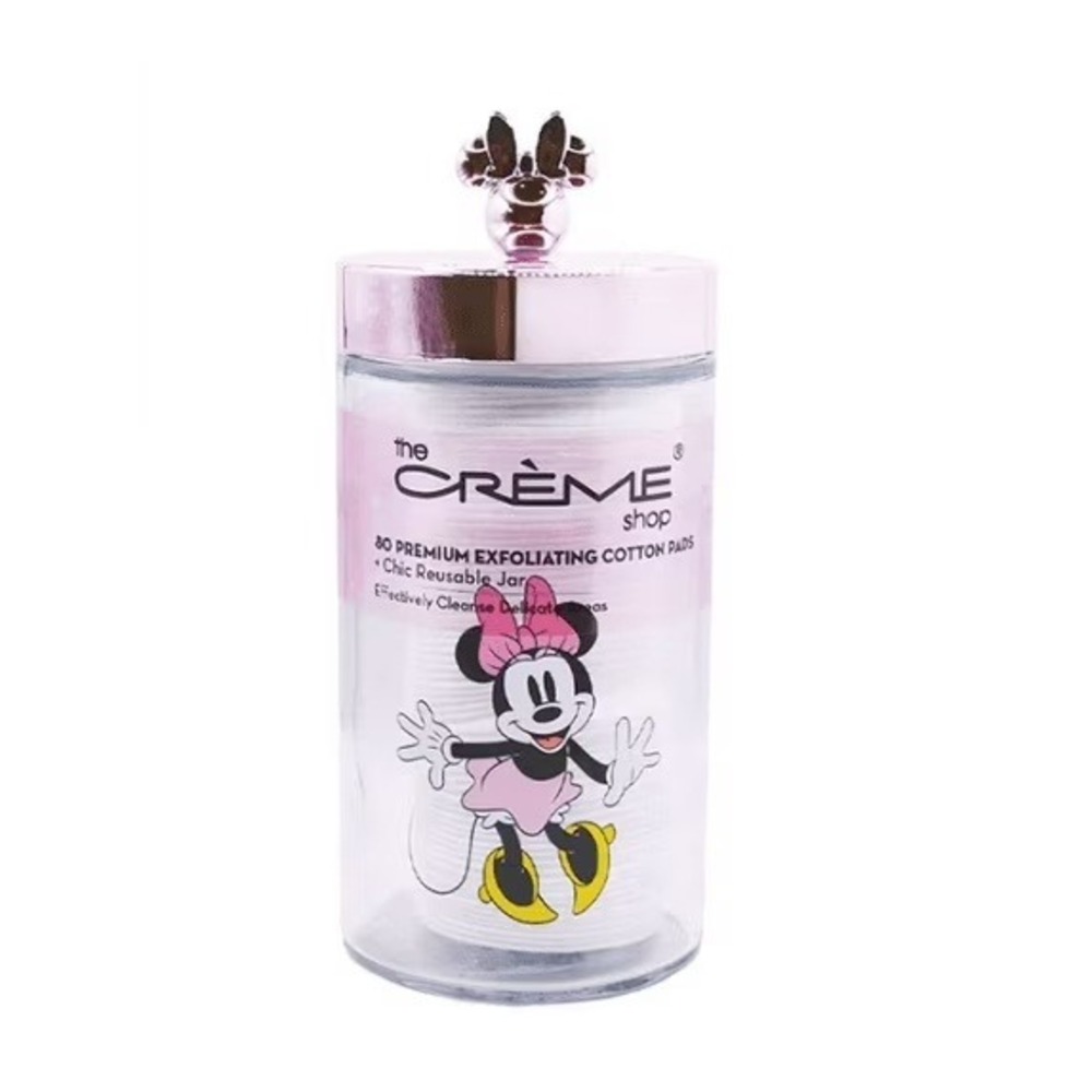 THE CREME SHOP Minnie Mouse Reusable Glass‎ Jar Container of Cotton Pads